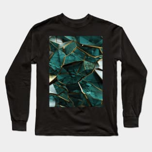 Funky Facade: Trompe-l’oeil Green Turquoise and Gold Long Sleeve T-Shirt